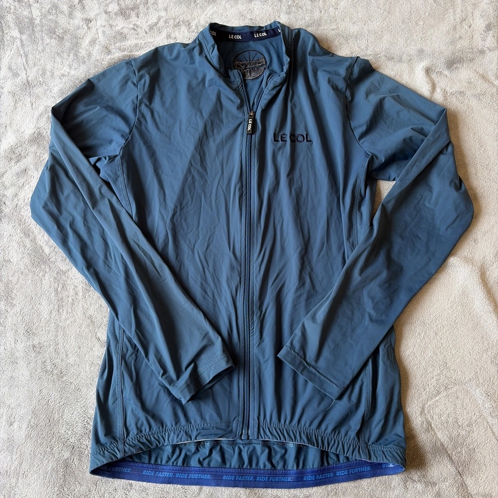 LE COL Pro Wind Cycling Jacket Women XXL Blue Green Full Zip Lightweight Bicycle